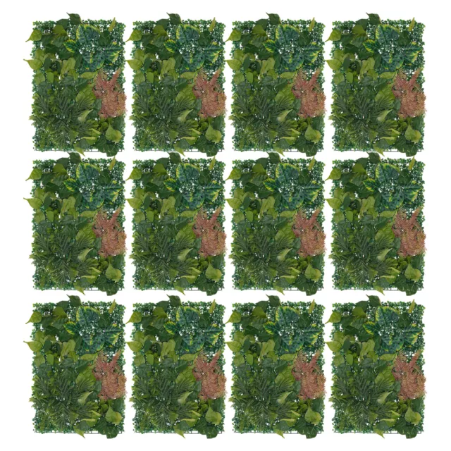 12x Artificial Plant Wall Panel Grass Hedge Garden Fake Vertical Foliage Ivy Mat