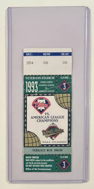 1993 World Series Ticket Stub Toronto Blue Jays Phillies Paul Molitor HR & MVP