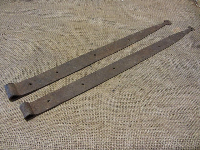 Vintage Handforged Iron Barn Hinges Antique Hardware Primitive Door Farm 8970