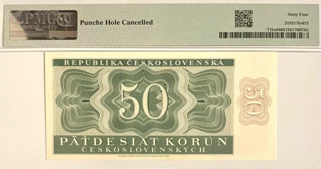 Czechoslovakia 50 Korun Pick# 71bs 1950 Series B Specimen PMG 64 Unc Banknote 2