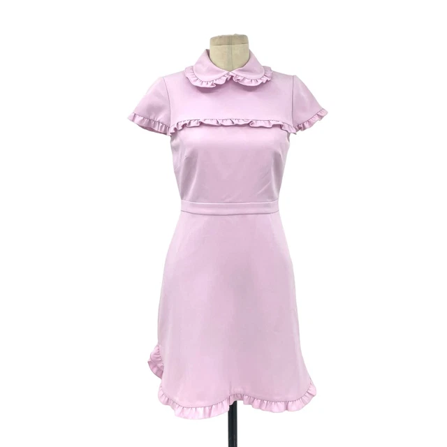 Gal Meets Glam Emma Ruffle Peter Pan Collar Dress Lilac Purple Size 0