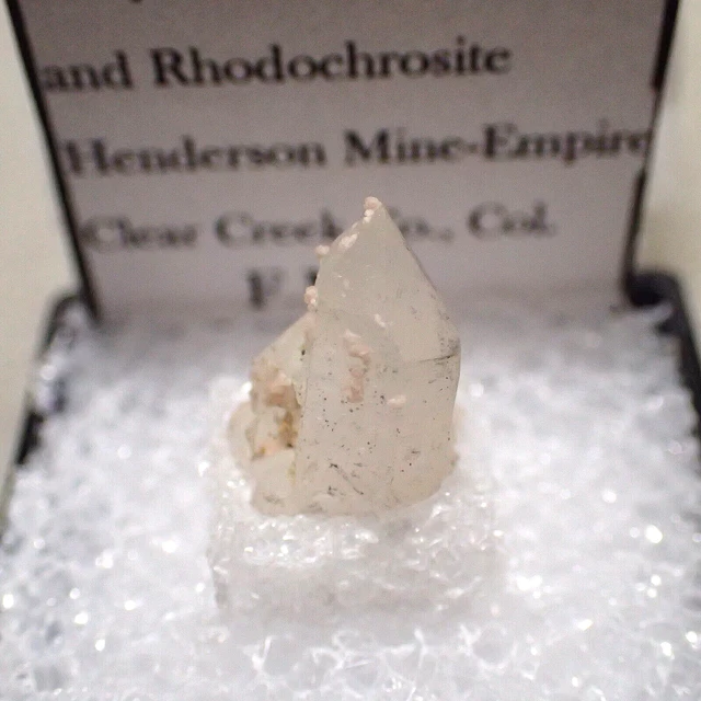 Rhodochrosite, Molybdenite on Quartz, Henderson Mine, Clear Creek Co., Colorado Rhodochrosite, Molybdenite on Quartz, Henderson Mine, Clear Creek Co., Colorado