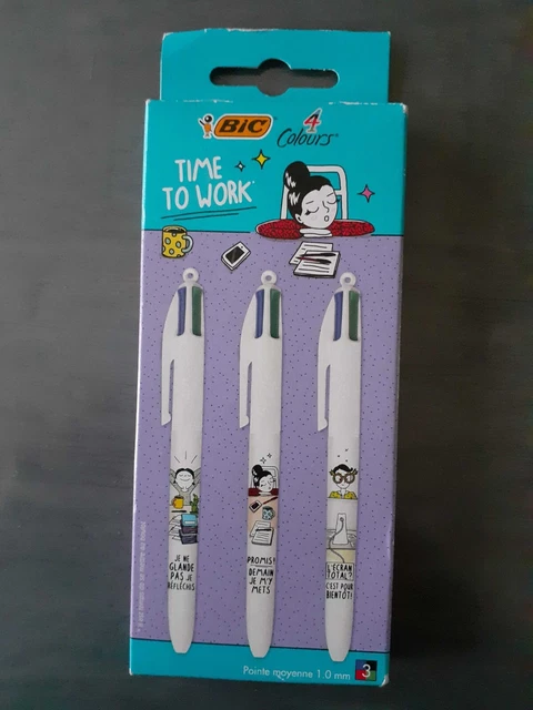 Lot de 3 stylos BIC 4 couleurs Time to work