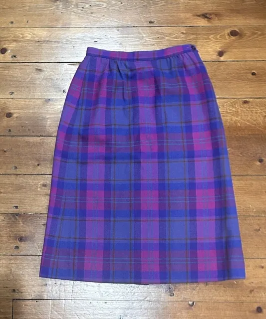 Vintage Pendleton 100% Virgin Wool Purple Plaid Midi Skirt, Size 6P