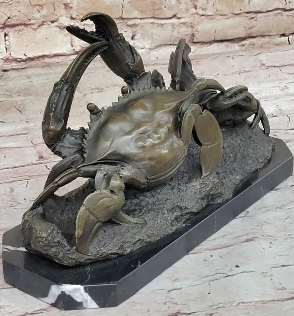 Collectible Old Handwork Solid Bronze Crab 8 Side Bring Money Statues