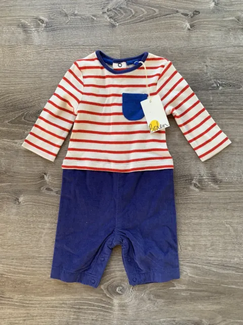 NWT NEW Baby Boden Boys One Piece Size 0-3 Months Red White Blue Patriotic