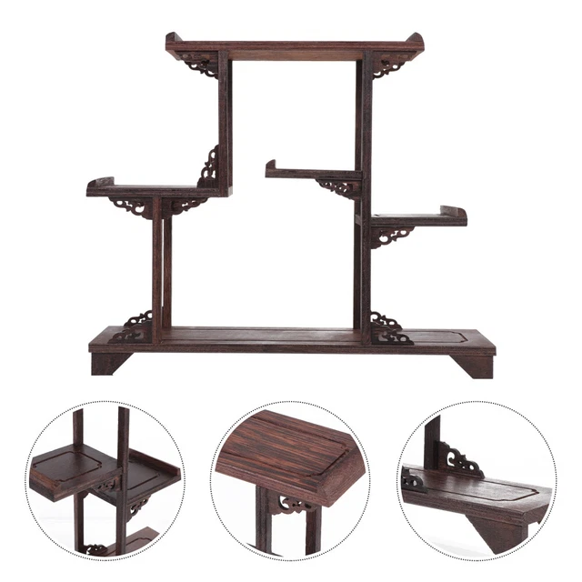 Soporte de exhibición decorativo estante de madera piso estilo chino oficina