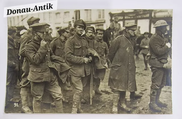 Foto 1.WK PK - Englische Soldaten  - Gefangene Engländer - Gefangenschaftslager