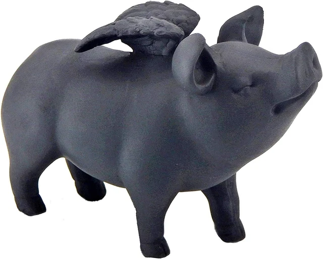 26096 Whimsical Flying Pig Statue Angel Hog Heaven Farmhouse Animal Cottage Coun