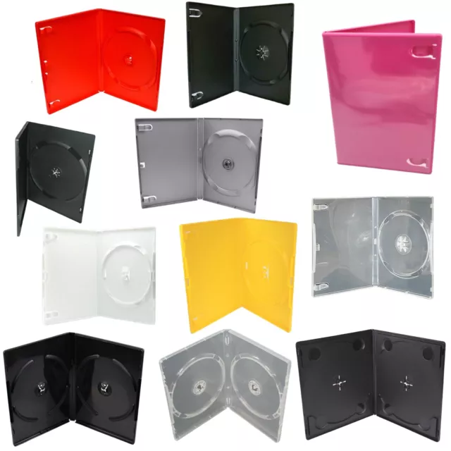 Double Single DVD Cases 14mm Spine CD DVD Holders Various colors Collection LOT