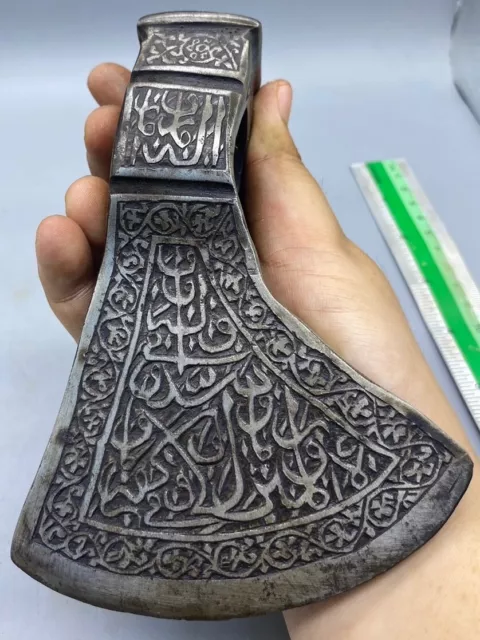 Antique Hand Engraved Tribal Design Iron Axe Head Old Hand Made Engraved Hatchet