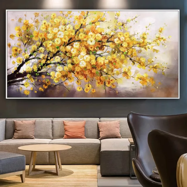 Mintura Handpainted Knife Tree Flower Oil Painting On Canvas Wall Art Home Decor