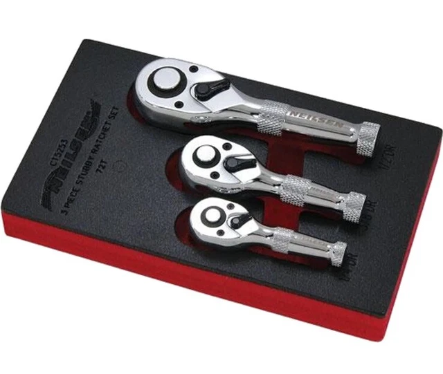 Extending Ratchet Set - 1/4in, 3/8in & 1/2in Dr | 72 Tooth Quick Relea