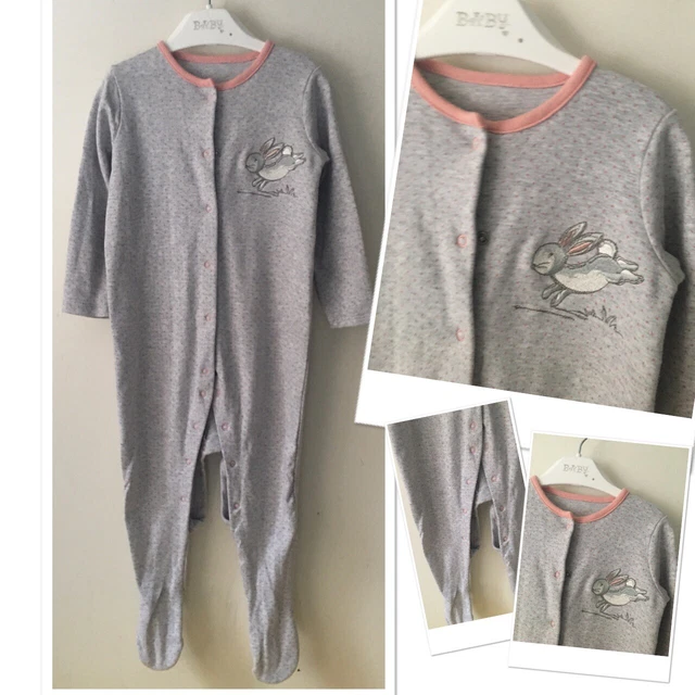George Baby Girls Polka Bunny theme Baby grow Sleep suit Aged 12-18 Months