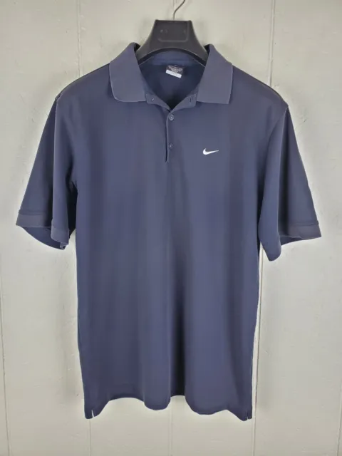 Nike Polo Shirt Women's Large Blue Collar 1/4 Button Embroidered Logo Dri Fit