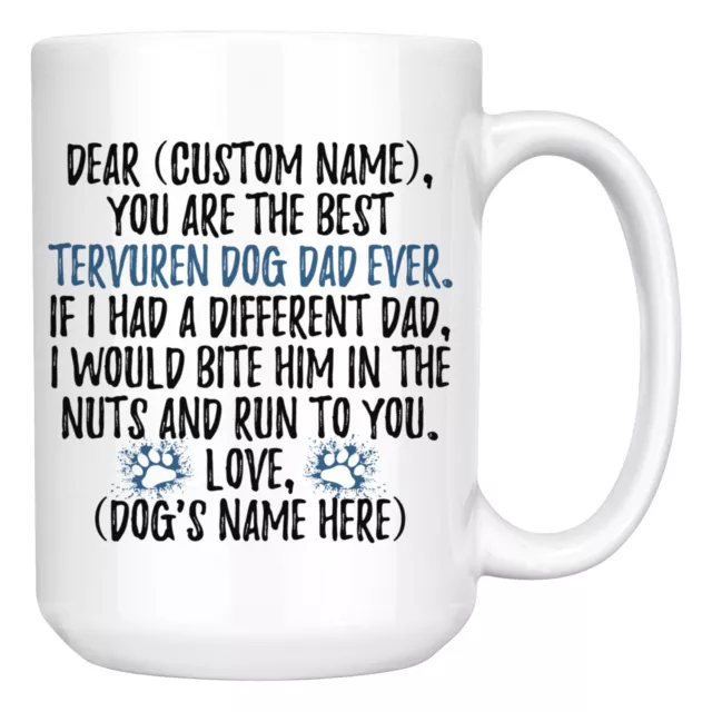 Personalized Tervuren Dog Dad Coffee Mug, Belgian Tervuren Dog Owner Men Gifts