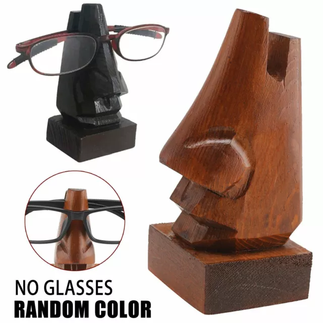 Wooden Spectacle Holder Glasses Handmade Nose Shaped Sculpture Display Stand AU