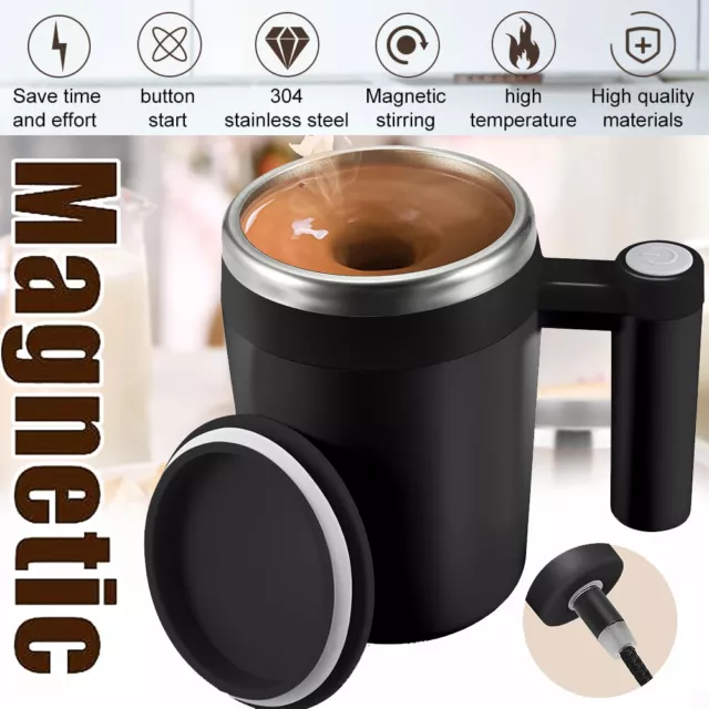 400ml Selbstrührende Kaffeetasse Tasse Magnetische Rührkaffeetasse mit Deckel