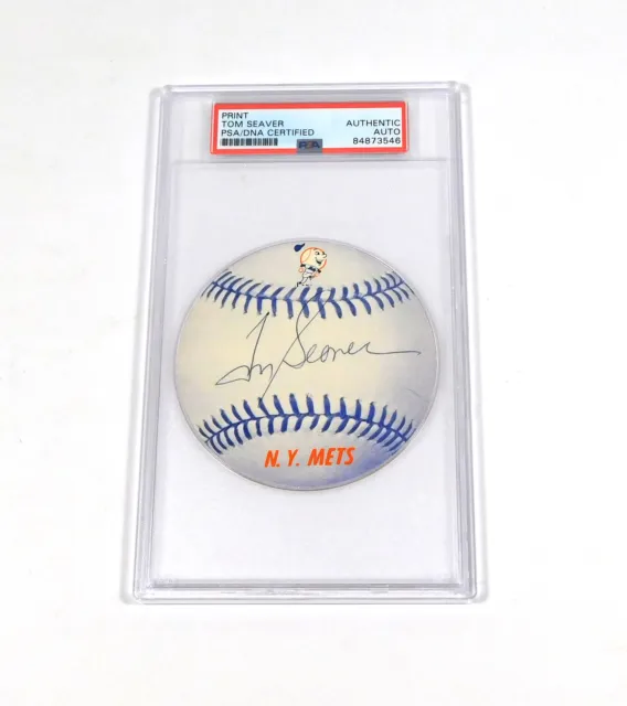 Tom Seaver Signed Baseball Shaped Card Mets PSA/DNA Auto