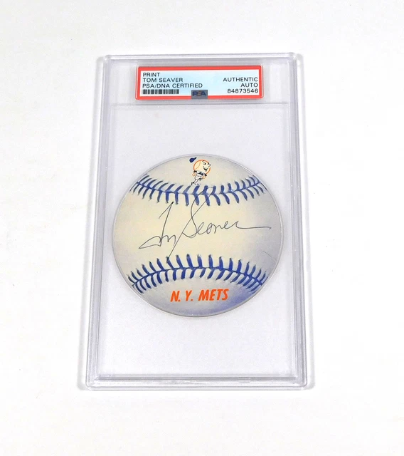Tom Seaver Signed Baseball Shaped Card Mets PSA/DNA Auto Tom Seaver Signed Baseball Shaped Card Mets PSA/DNA Auto