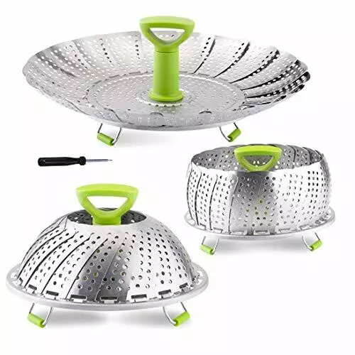 Steamer Basket, Stainless Steel Folding Steamer Basket Insert for Veggie Fish