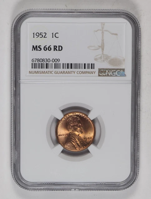 1952 NGC MS66RD Lincoln Wheat Cent 1c