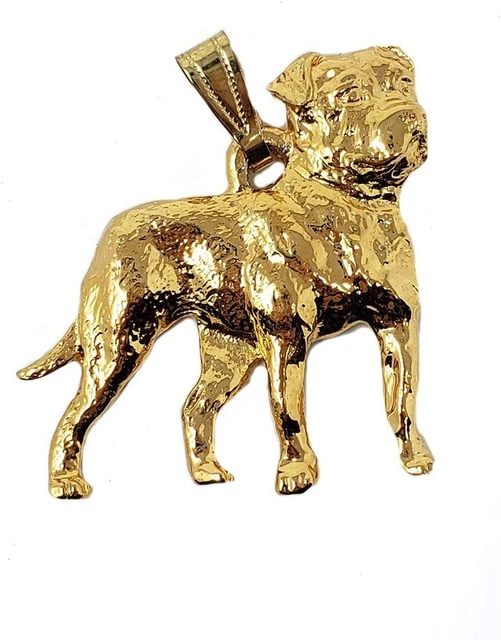 American Bulldog Dog 24K Gold Plated Pewter Pendant Jewelry USA Made