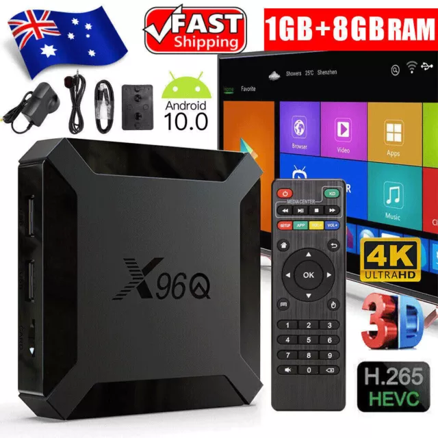 X96Q HD Android 10.0 Smart TV Box UHD 4K WIFI Media Player HDMI 8GB AU PLUG AU