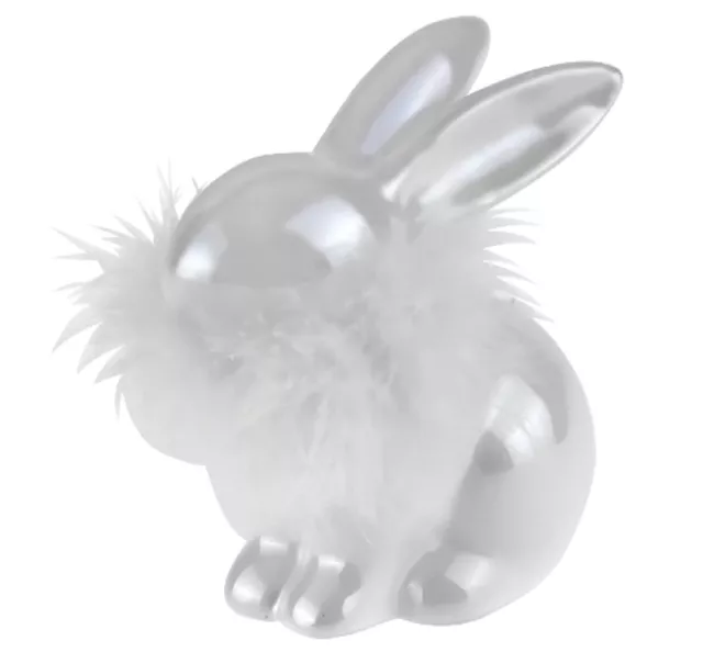 Coniglio Bunny Porcellana Bianca Boa Figura Decorazione Pasqua Rialzo Tavolo Süß