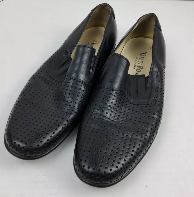 Taryn Rose Men's Leather Perforated Slip On Loafers Shoes Black Size 43