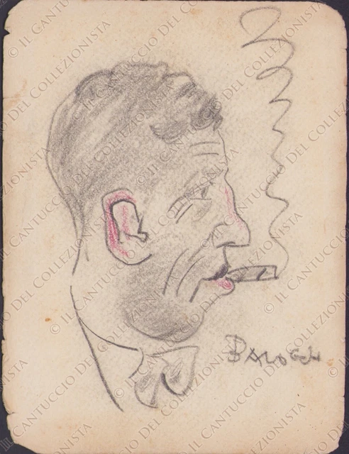 Disegno di un fumatore Caricatura firmata