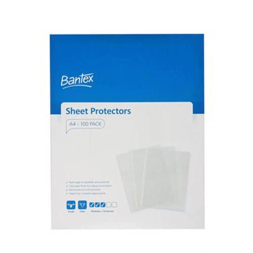 Bantex Polypropylene Copy Safe Tough Sheet Protectors 70 Micron Clear A4 100pk
