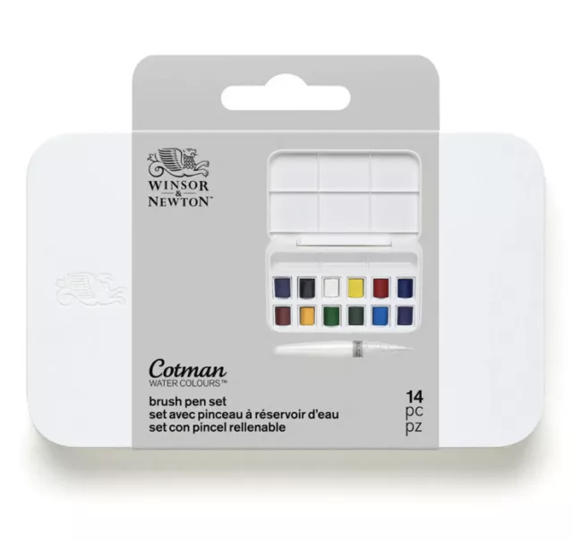 Winsor & Newton Cotman Aquarell Pinsel Stift Set 14-teilig brandneu