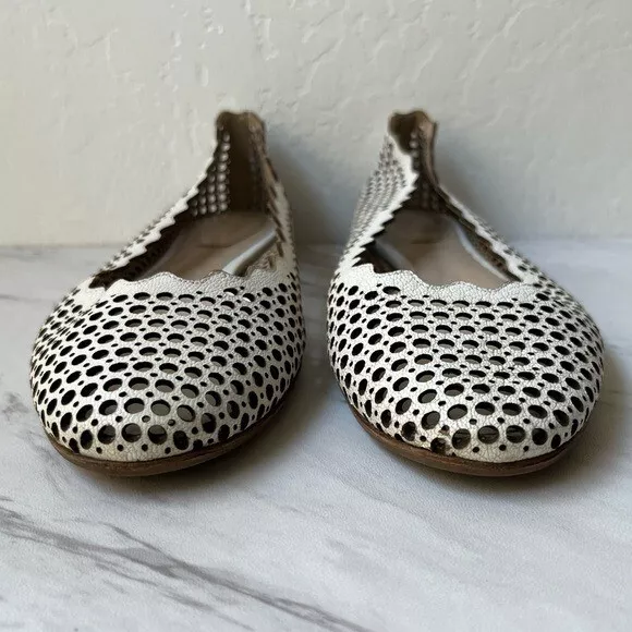Chloe Shoes Womens Size 6.5 Lauren Perforated Leather Ballet Flats EU 36.5 2