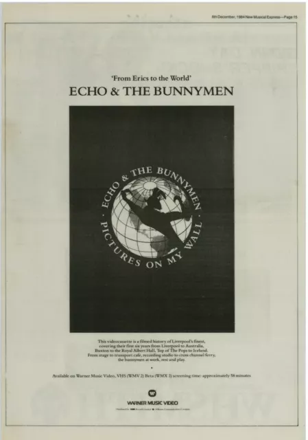 Echo and the Bunnymen Pictures on my wall Album  A3 Laminated  Advert UK 1984