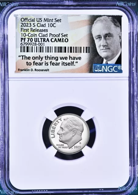 2023 S Proof 10C Clad Roosevelt Dime 10-coin-set Version NGC PF70 ULTRA CAMEO FR