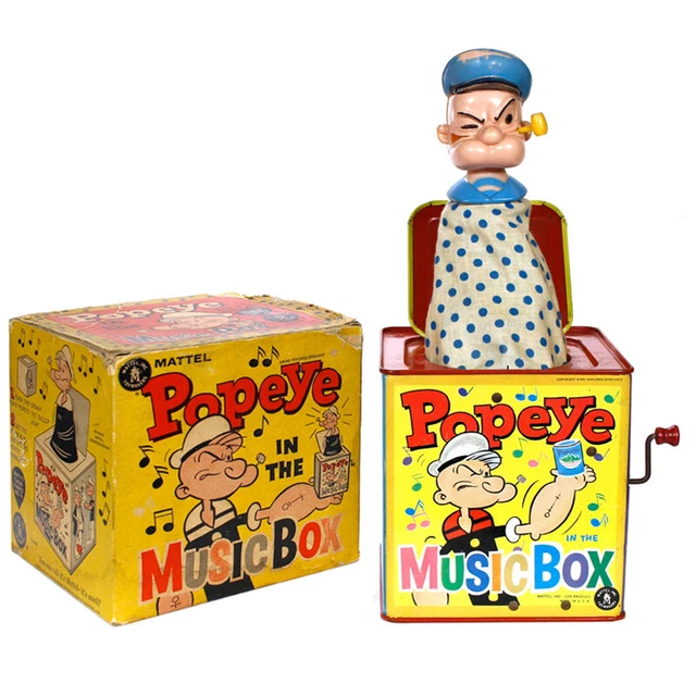 1961 POPEYE JACKINTHEBOX by MATTEL Music/Musical Toy NICE Working