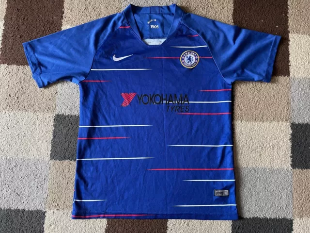 CHELSEA FC Home Shirt 2018-2019 (Childs Boys) No:10 HAZARD Used READ DESCRIPTION