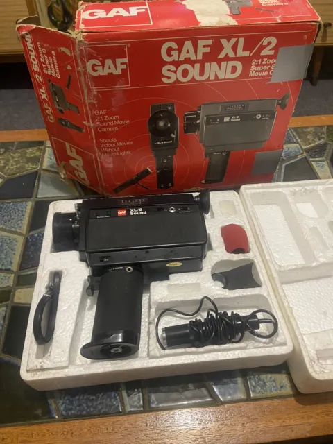 Vintage GAF XL/2 SOUND Super 8 Movie Camera + Microphone 2:1 Zoom Untested