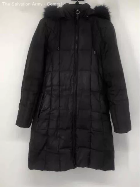 Michael Kors Womens Black Long Sleeve Quilted Hooded Parka Coat Size Small