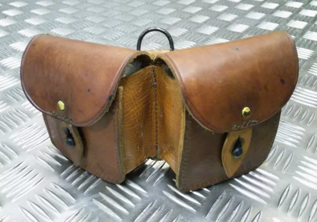 Genuine Vintage Military Issue Tan Double Leather Ammo / Utility Pouch 2