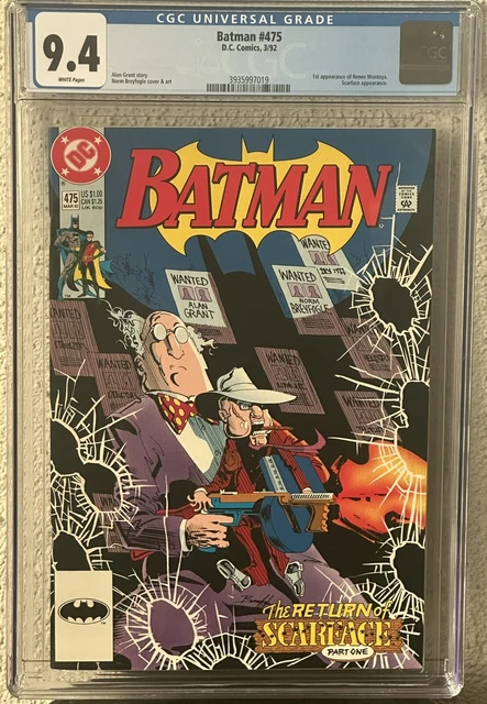 Batman #475 CGC 9.4 WP; DC Comics 1992; Scarface; 1st App of Renee Montoya; KEY