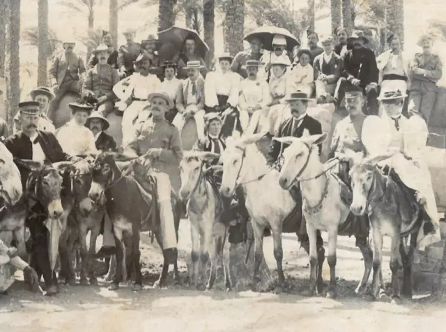 Victorian Military Mounted Photo Card British Soldiers Riding Donkeys Egypt 1896