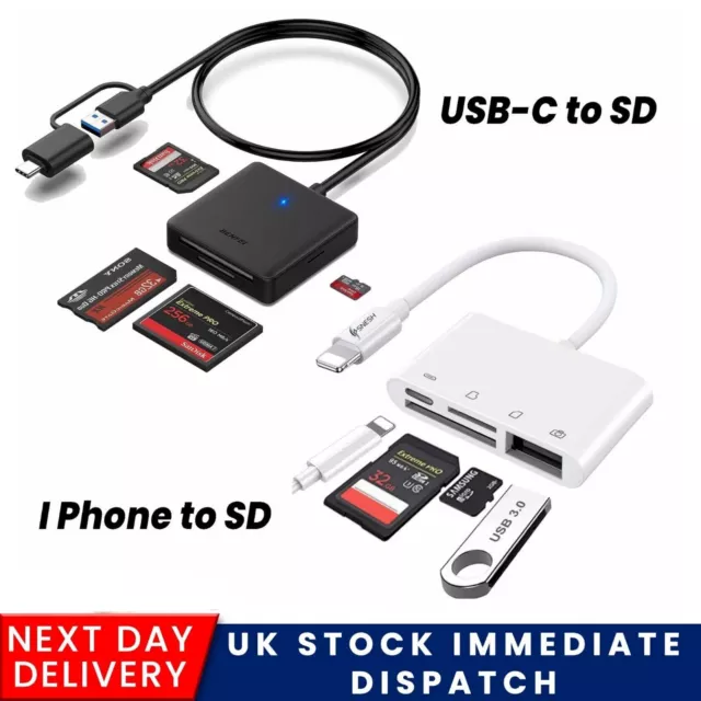 Memory Card Reader, BENFEI 4in1 USB USB-C to SD Micro SD MS CF 'Card Reader, UK