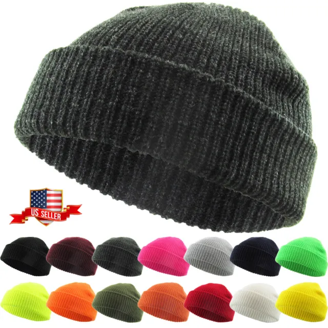 Warm Winter Knit Cuff Beanie Cap Fisherman Watch Cap Daily Ski Hat Skully