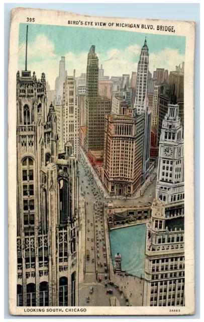 Chicago Illinois IL Postcard Bird's Eye View Of Michigan Boulevard 1935 Vintage