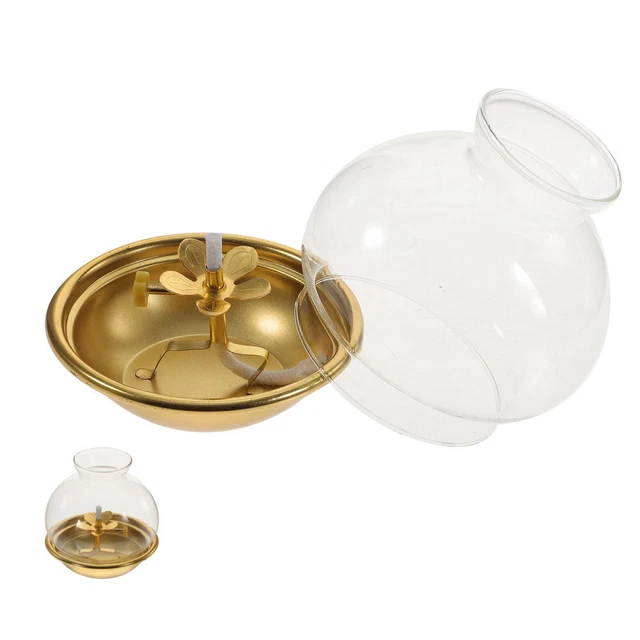 Lampade A Olio In Vetro - 2 Pezzi, 21 Cm, Con Olio Klarol 1L, Portalampada Girevole, Per Matrimoni - Foto 4