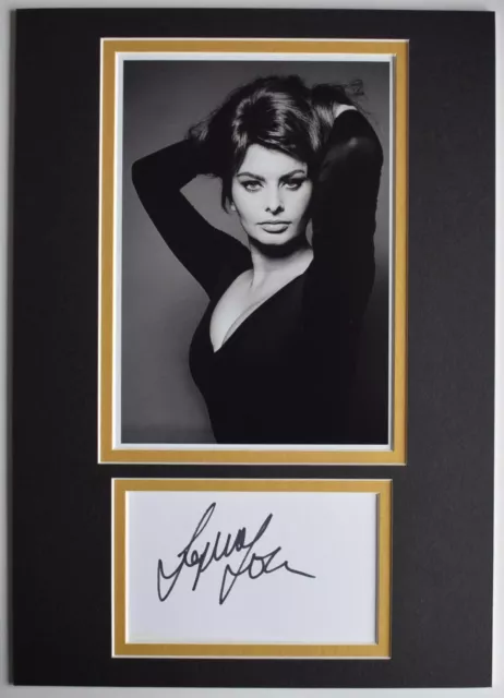 Sophia Loren Signed Autograph A4 photo display Film Hollywood Actress AFTAL COA