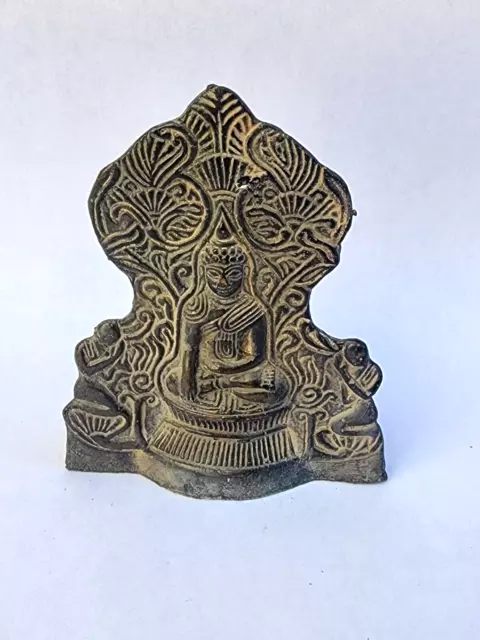 Fine Antique Tibetan Burmese Asian Bronze Buddha Votive Plaque, 19th Century