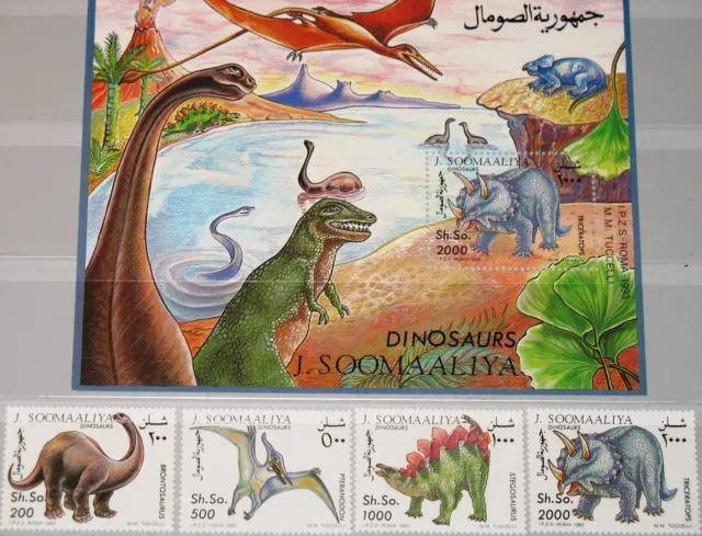 SOMALIA 1993 480-83 Block 29 Dinosaurier Dinosaurs prähistorische Tiere MNH